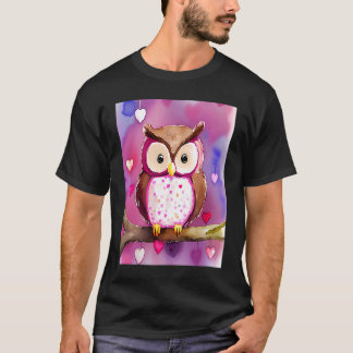 T-shirt Saint-Valentin Amour Coeur Hibou Teddy Petite Amie