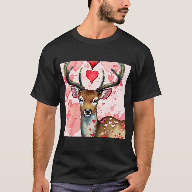 T-shirt Saint Valentin Amour Coeur mignon Deer Girlfriend  (Devant)