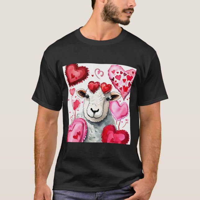 T-shirt Saint-Valentin Amour Coeur Mouton Girlfriend Fianc (Devant)