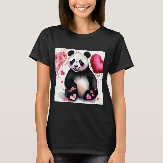 T-shirt Saint Valentin Amour Coeur Panda Girlfriend Fiance (Devant)