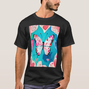 T-shirt Saint Valentin Amour Coeur Papillon Papillon Girlf