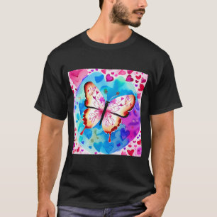 T-shirt Saint Valentin Amour Coeur Papillon Papillon Girlf