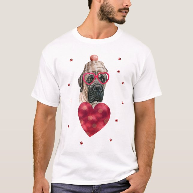 T-shirt Saint Valentin Cadeau Français Mastiff Chien (Devant)