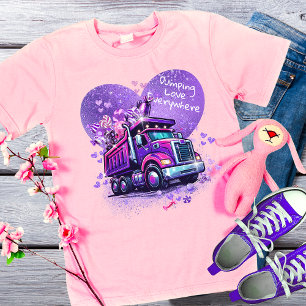 T-Shirt Saint-Valentin camion à benne ridicule violet