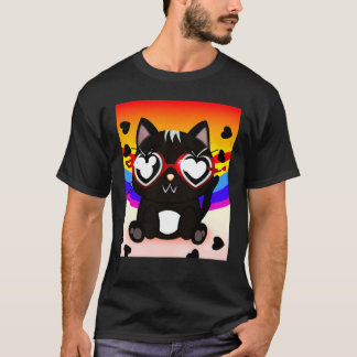 T-shirt Saint-Valentin chaton noir 2023 chat Saint-Valenti