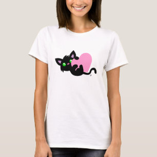 T-shirt Saint-Valentin Chemise blanche noire Kitty
