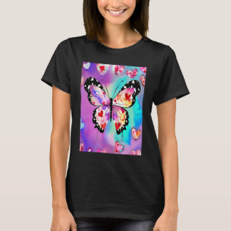 T-shirt Saint-Valentin Cœur d'amour Papillon Petite amie F