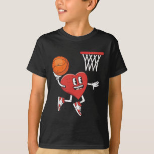 T-shirt Saint Valentin Coeur Dunking Basketball Garçons Fi