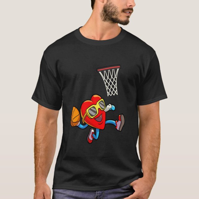 T-shirt Saint Valentin Coeur Dunking Basketball Garçons Fi (Devant)
