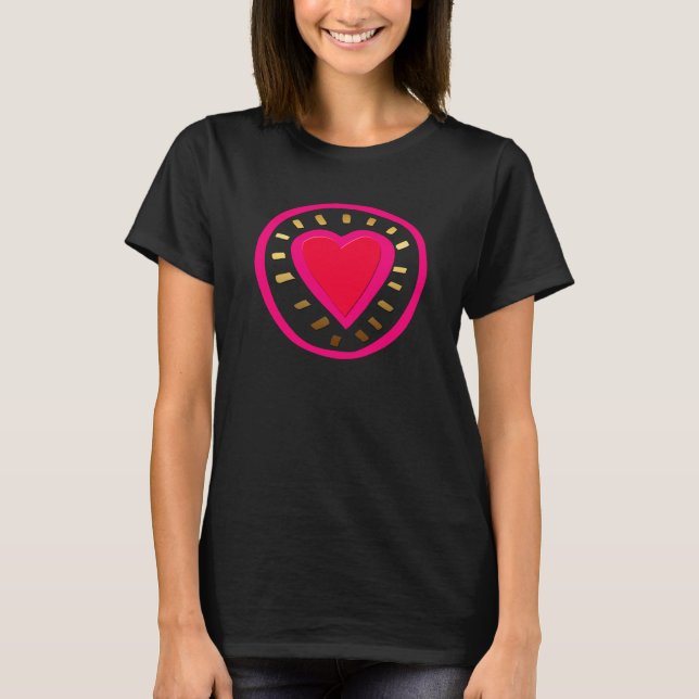 T-shirt Saint-Valentin Coeur moderne noir femmes chemise (Devant)