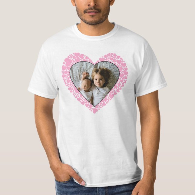 T-shirt Saint Valentin Coeur rose avec photo (Devant)