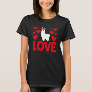 T-shirt Saint Valentin Coeurs Amour Llama Animal Femmes 1