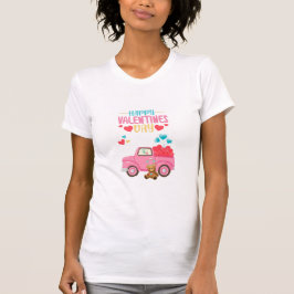 T-shirt Saint Valentin Coeurs mignons Camion rose Teddy Be