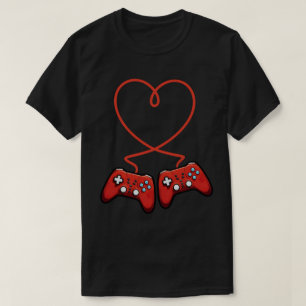 T-shirt Saint-Valentin de joueur vidéo avec cœur de manett