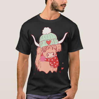 T-shirt Saint-Valentin De L'Ouest Mignonne Vache Des Haute
