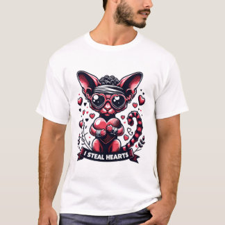 T-shirt Saint Valentin Devon Rex Cat I Steal Hearts