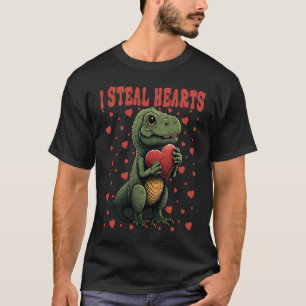 T-shirt Saint-Valentin Dinosaure Je Vole des Cœurs Amoureu