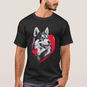 T-shirt Saint-Valentin drôle Chien Husky Sibérien Cœur