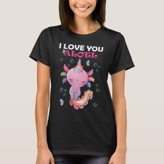 T-shirt Saint Valentin drôle kawaii axolotl rose