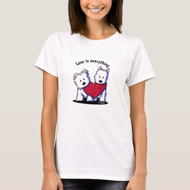 T-shirt Saint Valentin KiniArt Westie Duo (Devant)
