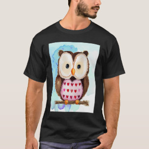 T-shirt Saint-Valentin Love Heart Owl Teddy Petite Amie Fi