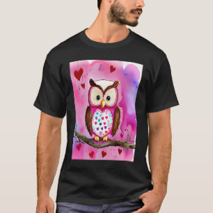 T-shirt Saint-Valentin Love Heart Owl Teddy Petite Amie Fi