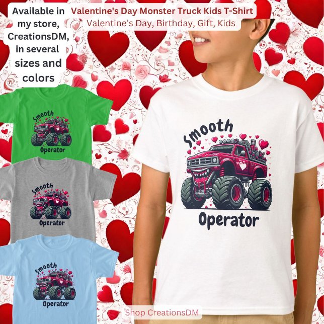 T-shirt Saint Valentin Monster Truck Kids (Créateur téléchargé)