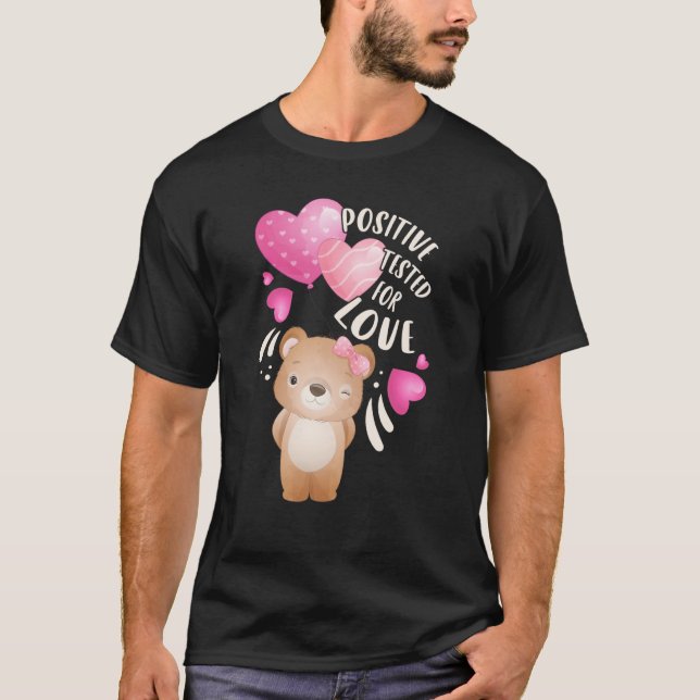 T-shirt Saint Valentin ours fille avec coeur (Devant)