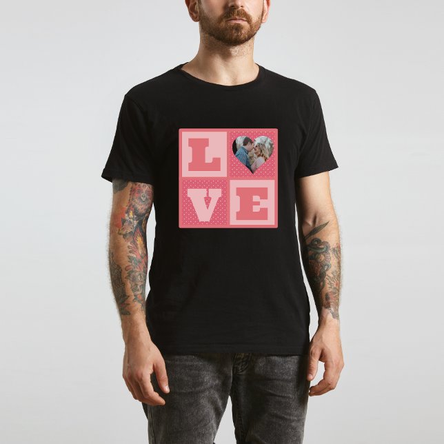 T-shirt Saint-Valentin Romantique rose Love Heart Photo (Créateur téléchargé)