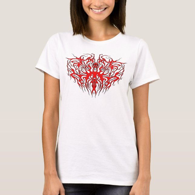 T-shirt Saint-Valentin Tatouage Tribal des Coeurs rouges (Devant)