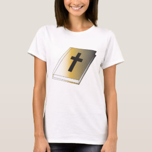 T-shirt Sainte Bible dorée avec croix noire religieuse
