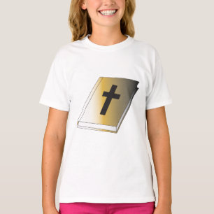 T-shirt Sainte Bible dorée avec Croix Noire Religieuse