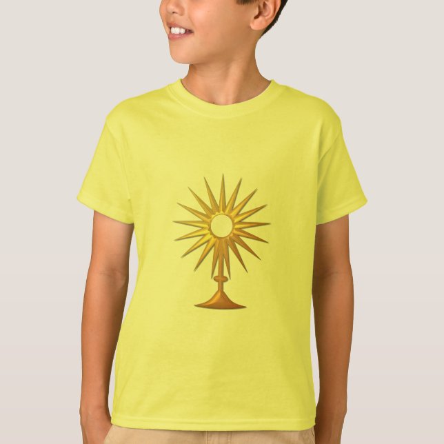 T-shirt Sainte Eucharistie en Monstrance d'or (Devant)
