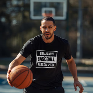 T-shirt saison de baseball rétro 20XX noir