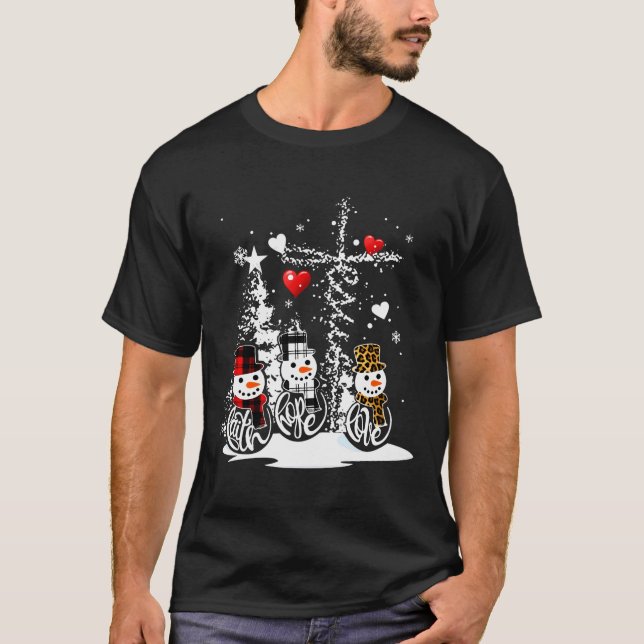 T-shirt Saison de Noël Jésus Foi Amour Snowman Christia (Devant)