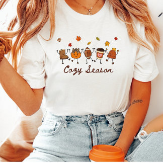T-shirt Saison Douillette Automne Gribouillages Citrouille