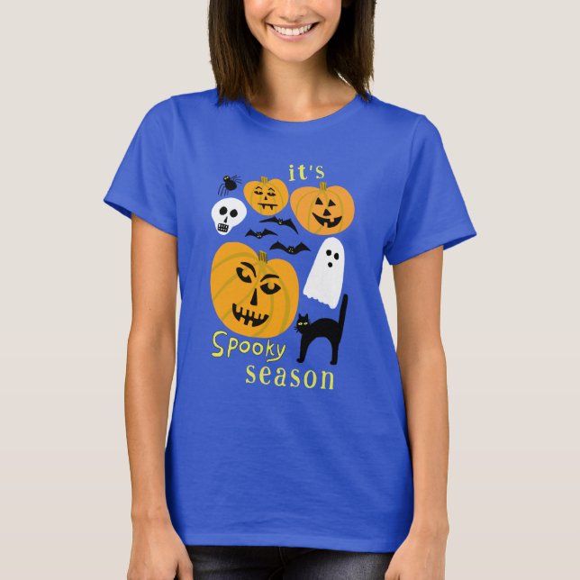 T-shirt Saison éffrayante Citrouilles Ghost Bat HAPPY HALL (Devant)