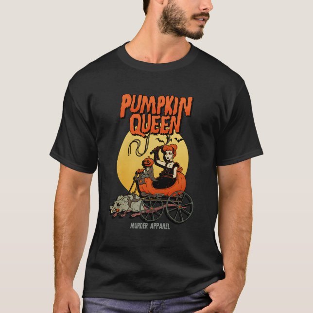 T-shirt Saison Éffrayante de la reine Citrouille d'Hallowe (Devant)