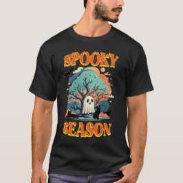 T-shirt Saison éffrayante Fantôme et Chat noir Halloween C
