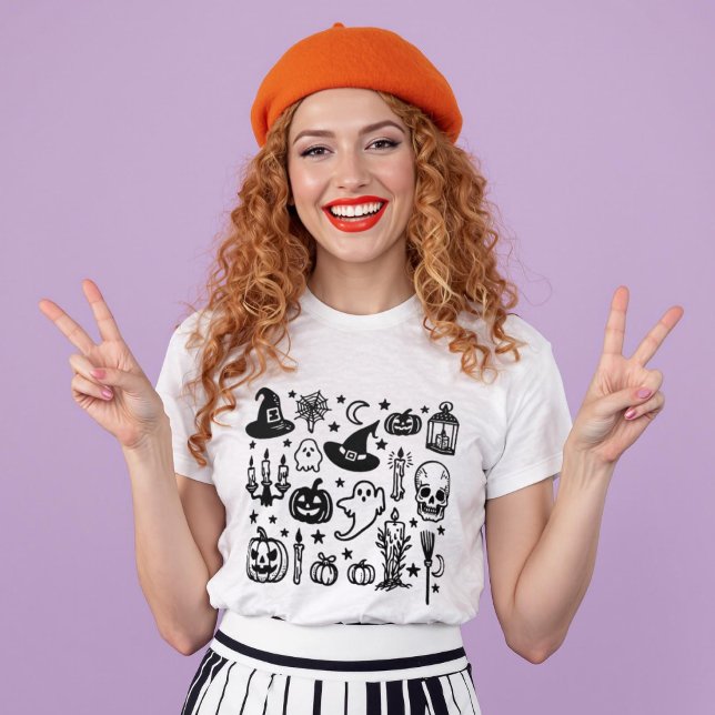 T-shirt Saison éffrayante Fantômes d'Halloween et Citrouil (Spooky Season Halloween Ghosts and Pumpkins T-Shirt)