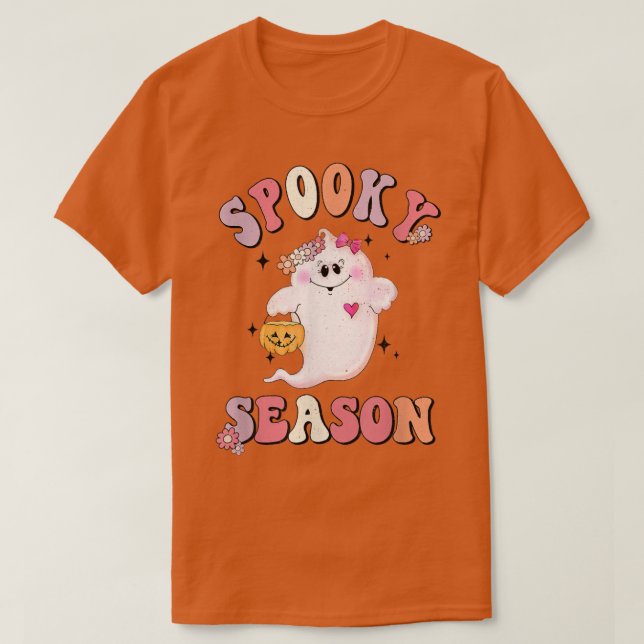 T-shirt Saison éffrayante Halloween Super Ghost Citrouille (Design devant)