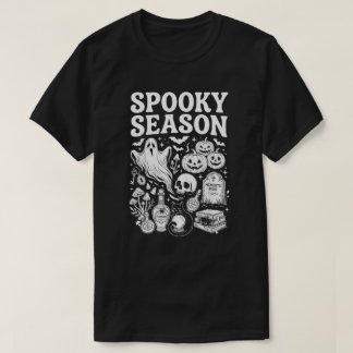 T-shirt Saison effrayante Halloween Vintage Fantôme Crâne