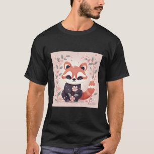 T-shirt Saison Fleur Cerise Panda Rouge Adorable Printemps