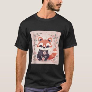 T-shirt Saison Fleur Cerise Panda Rouge Adorable Printemps