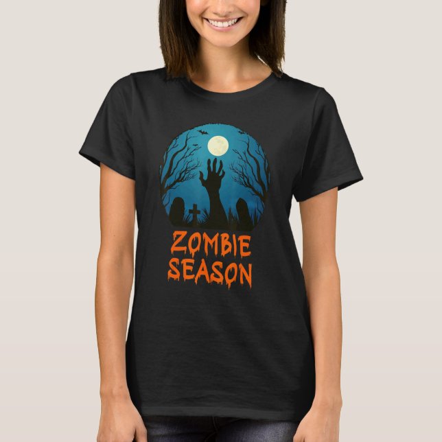 T-shirt Saison Zombie Graveyard Lune Scary Kids Garçons A (Devant)