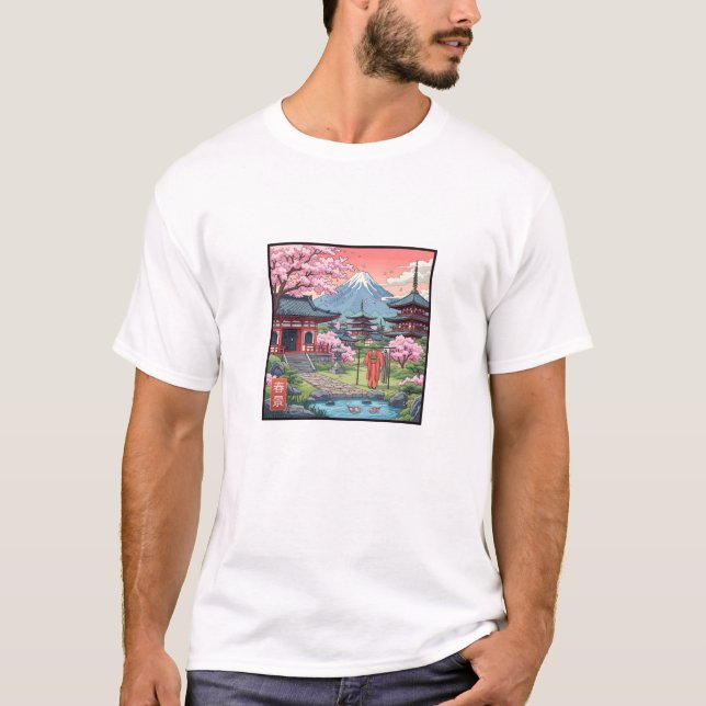 T-shirt Sakura au pied du Mont Fuji (Devant)