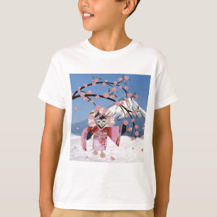 T-shirt Sakura Geisha Oiseau dans les Cerisiers en Fleur s