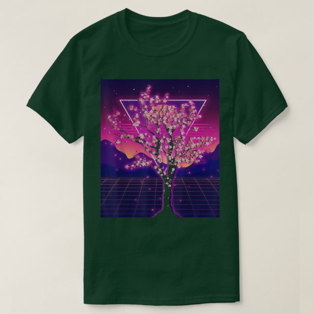 T-shirt Sakura Japan Flower Synthwave Vaporwave Cherry Blo (Design devant)