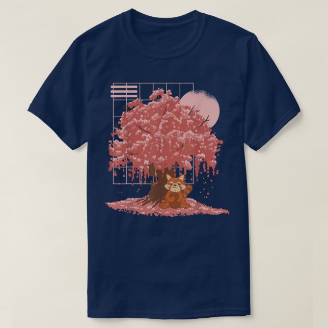 T-shirt Sakura Kawaii Panda Ours Japonais Fleur de cerisie (Design devant)