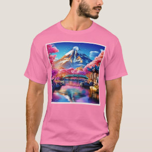 T-shirt Sakura Mountain : Scène du printemps